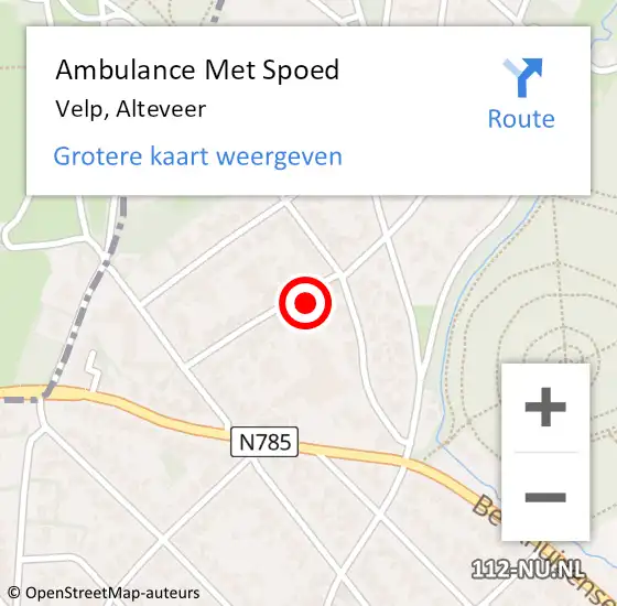 Locatie op kaart van de 112 melding: Ambulance Met Spoed Naar Velp, Alteveer op 5 oktober 2021 08:14