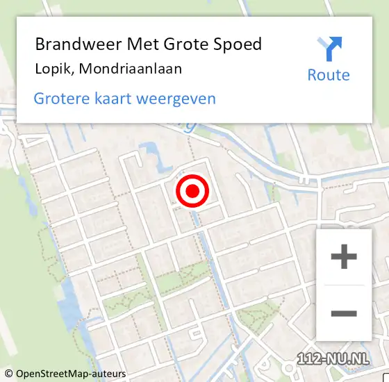 Locatie op kaart van de 112 melding: Brandweer Met Grote Spoed Naar Lopik, Mondriaanlaan op 5 oktober 2021 08:15