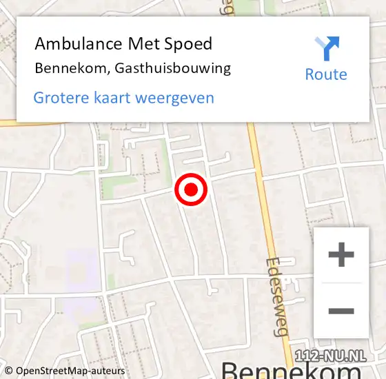 Locatie op kaart van de 112 melding: Ambulance Met Spoed Naar Bennekom, Gasthuisbouwing op 5 oktober 2021 08:20