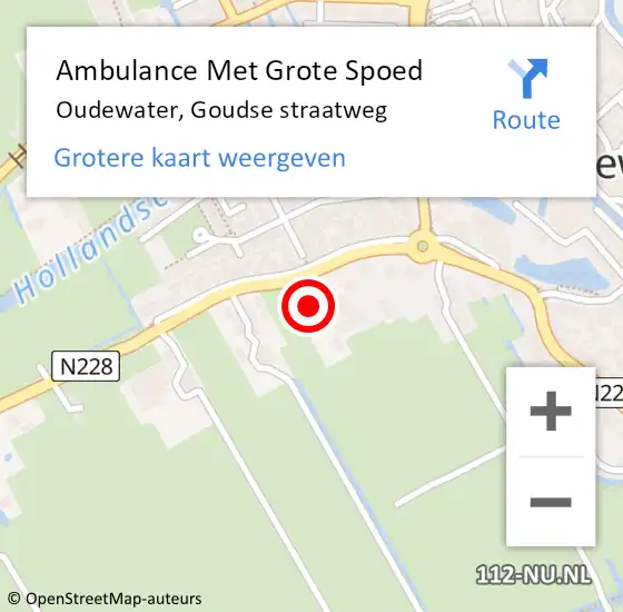 Locatie op kaart van de 112 melding: Ambulance Met Grote Spoed Naar Oudewater, Goudse straatweg op 5 oktober 2021 08:29