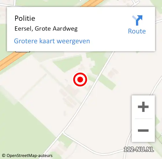 Locatie op kaart van de 112 melding: Politie Eersel, Grote Aardweg op 5 oktober 2021 08:39