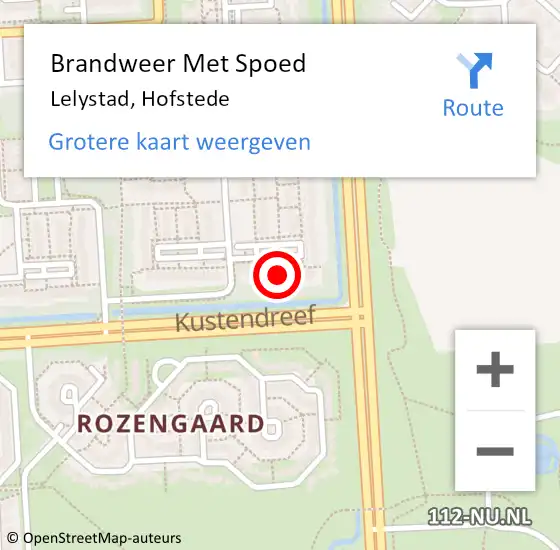 Locatie op kaart van de 112 melding: Brandweer Met Spoed Naar Lelystad, Hofstede op 5 oktober 2021 08:53