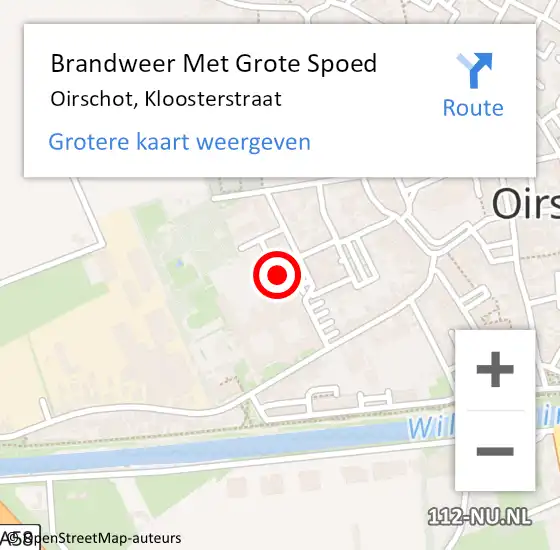 Locatie op kaart van de 112 melding: Brandweer Met Grote Spoed Naar Oirschot, Kloosterstraat op 5 oktober 2021 09:15