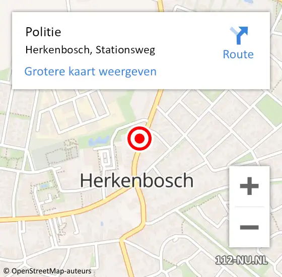 Locatie op kaart van de 112 melding: Politie Herkenbosch, Stationsweg op 5 oktober 2021 09:15