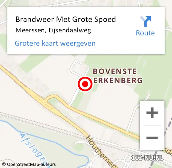 Locatie op kaart van de 112 melding: Brandweer Met Grote Spoed Naar Meerssen, Eijsendaalweg op 5 oktober 2021 09:31