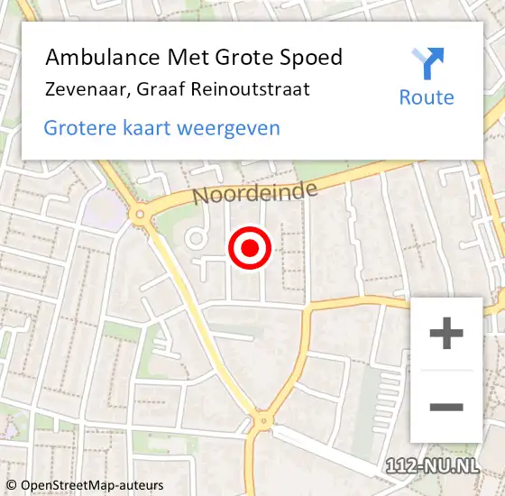 Locatie op kaart van de 112 melding: Ambulance Met Grote Spoed Naar Zevenaar, Graaf Reinoutstraat op 5 oktober 2021 10:07