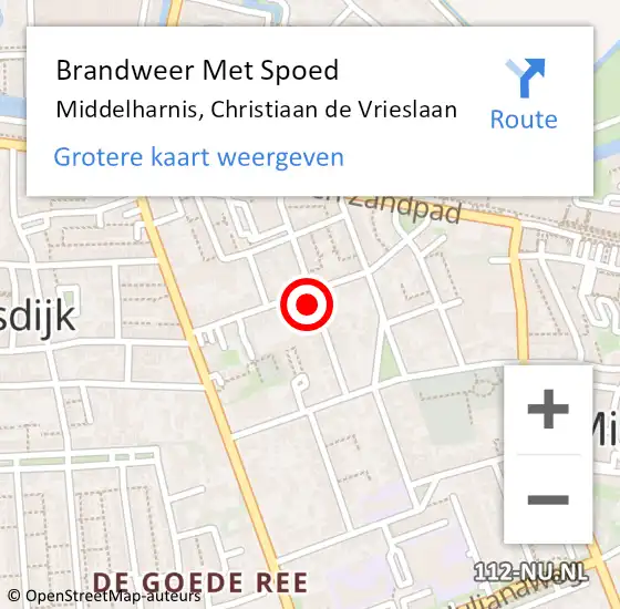 Locatie op kaart van de 112 melding: Brandweer Met Spoed Naar Middelharnis, Christiaan de Vrieslaan op 5 oktober 2021 10:11