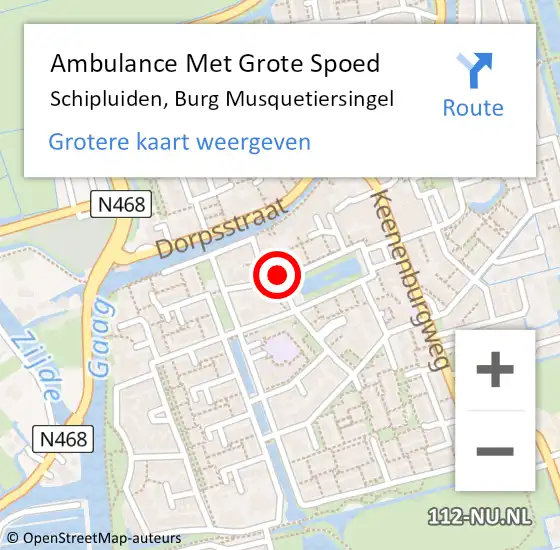 Locatie op kaart van de 112 melding: Ambulance Met Grote Spoed Naar Schipluiden, Burg Musquetiersingel op 25 juni 2014 06:32