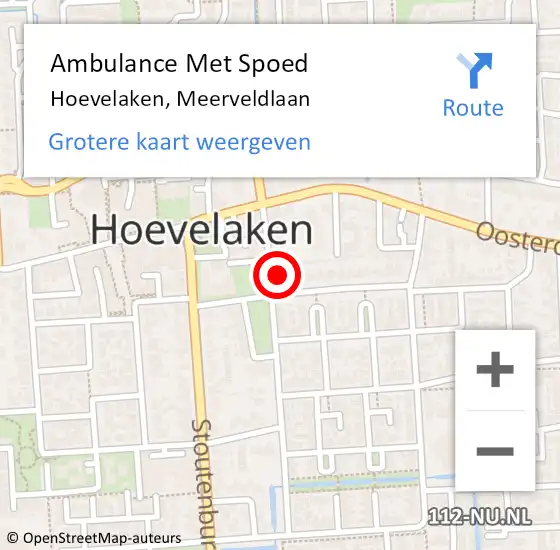 Locatie op kaart van de 112 melding: Ambulance Met Spoed Naar Hoevelaken, Meerveldlaan op 5 oktober 2021 10:24