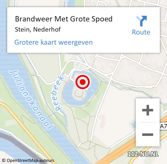 Locatie op kaart van de 112 melding: Brandweer Met Grote Spoed Naar Stein, Nederhof op 5 oktober 2021 10:28