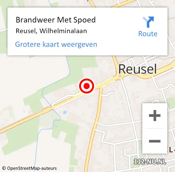 Locatie op kaart van de 112 melding: Brandweer Met Spoed Naar Reusel, Wilhelminalaan op 5 oktober 2021 10:41