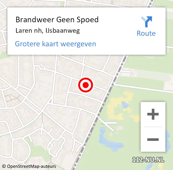 Locatie op kaart van de 112 melding: Brandweer Geen Spoed Naar Laren nh, IJsbaanweg op 25 juni 2014 07:00