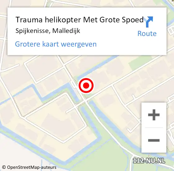 Locatie op kaart van de 112 melding: Trauma helikopter Met Grote Spoed Naar Spijkenisse, Malledijk op 5 oktober 2021 11:45