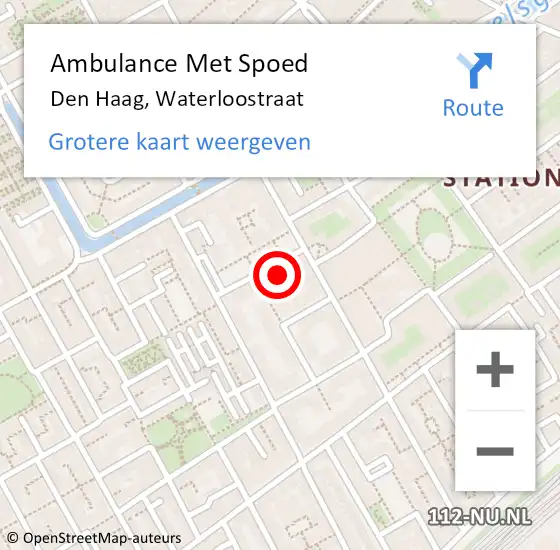 Locatie op kaart van de 112 melding: Ambulance Met Spoed Naar Den Haag, Waterloostraat op 5 oktober 2021 11:47