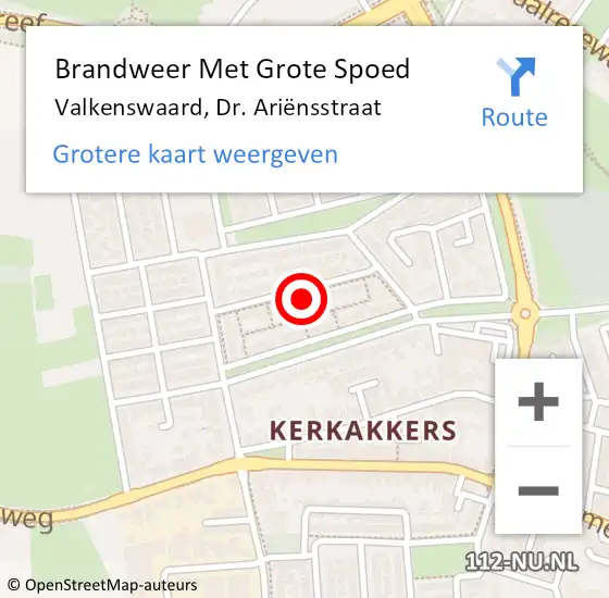 Locatie op kaart van de 112 melding: Brandweer Met Grote Spoed Naar Valkenswaard, Dr. Ariënsstraat op 5 oktober 2021 11:53