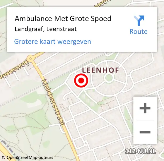 Locatie op kaart van de 112 melding: Ambulance Met Grote Spoed Naar Landgraaf, Leenstraat op 25 juni 2014 07:03