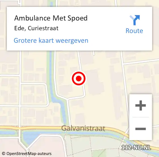 Locatie op kaart van de 112 melding: Ambulance Met Spoed Naar Ede, Curiestraat op 5 oktober 2021 12:07