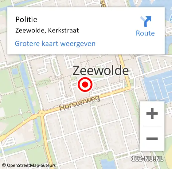 Locatie op kaart van de 112 melding: Politie Zeewolde, Kerkstraat op 5 oktober 2021 12:24