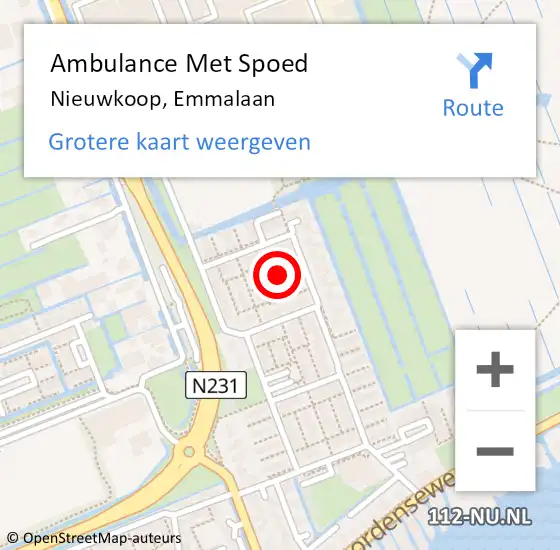 Locatie op kaart van de 112 melding: Ambulance Met Spoed Naar Nieuwkoop, Emmalaan op 5 oktober 2021 12:33