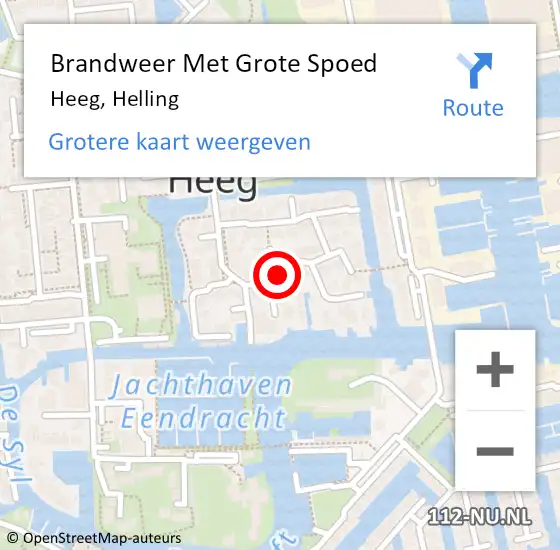 Locatie op kaart van de 112 melding: Brandweer Met Grote Spoed Naar Heeg, Helling op 5 oktober 2021 12:37