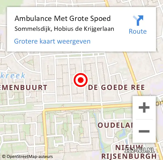 Locatie op kaart van de 112 melding: Ambulance Met Grote Spoed Naar Sommelsdijk, Hobius de Krijgerlaan op 5 oktober 2021 12:48