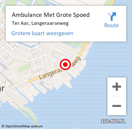 Locatie op kaart van de 112 melding: Ambulance Met Grote Spoed Naar Ter Aar, Langeraarseweg op 5 oktober 2021 12:53