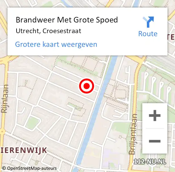 Locatie op kaart van de 112 melding: Brandweer Met Grote Spoed Naar Utrecht, Croesestraat op 5 oktober 2021 12:56