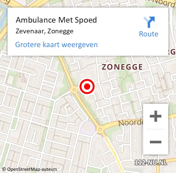 Locatie op kaart van de 112 melding: Ambulance Met Spoed Naar Zevenaar, Zonegge 21 op 5 oktober 2021 13:00