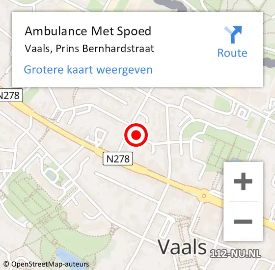 Locatie op kaart van de 112 melding: Ambulance Met Spoed Naar Vaals, Prins Bernhardstraat op 5 oktober 2021 13:38
