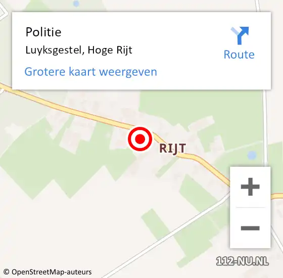 Locatie op kaart van de 112 melding: Politie Luyksgestel, Hoge Rijt op 5 oktober 2021 13:44