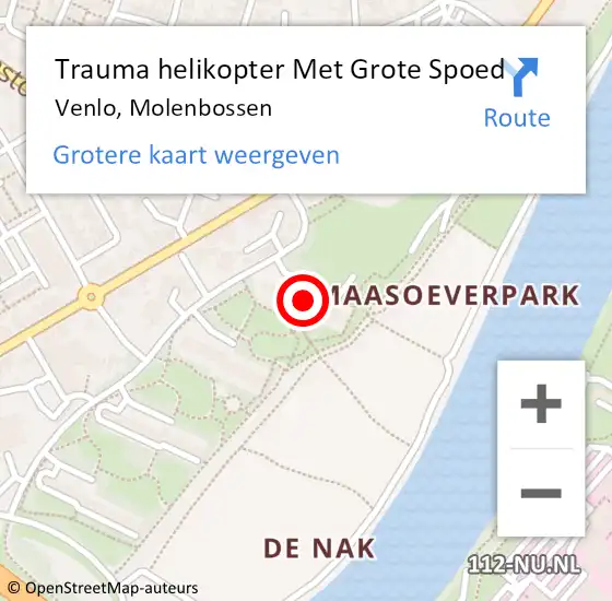 Locatie op kaart van de 112 melding: Trauma helikopter Met Grote Spoed Naar Venlo, Molenbossen op 5 oktober 2021 14:09