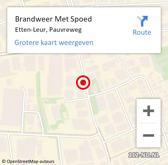 Locatie op kaart van de 112 melding: Brandweer Met Spoed Naar Etten-Leur, Pauvreweg op 5 oktober 2021 14:39