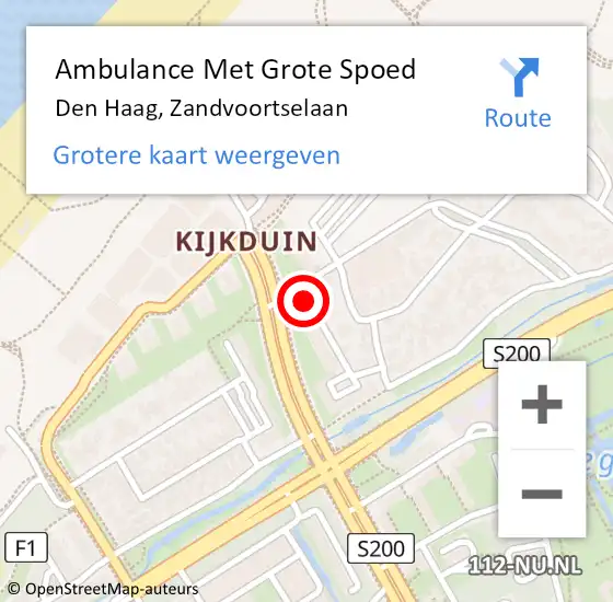 Locatie op kaart van de 112 melding: Ambulance Met Grote Spoed Naar Den Haag, Zandvoortselaan op 5 oktober 2021 14:47