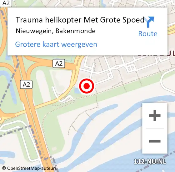 Locatie op kaart van de 112 melding: Trauma helikopter Met Grote Spoed Naar Nieuwegein, Bakenmonde op 5 oktober 2021 14:57