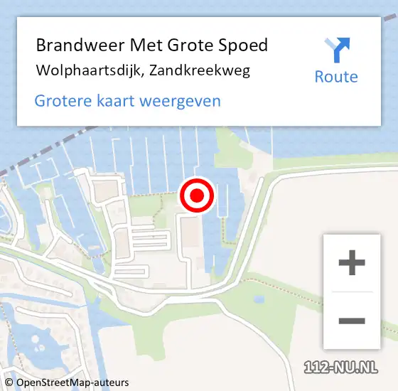 Locatie op kaart van de 112 melding: Brandweer Met Grote Spoed Naar Wolphaartsdijk, Zandkreekweg op 5 oktober 2021 14:59