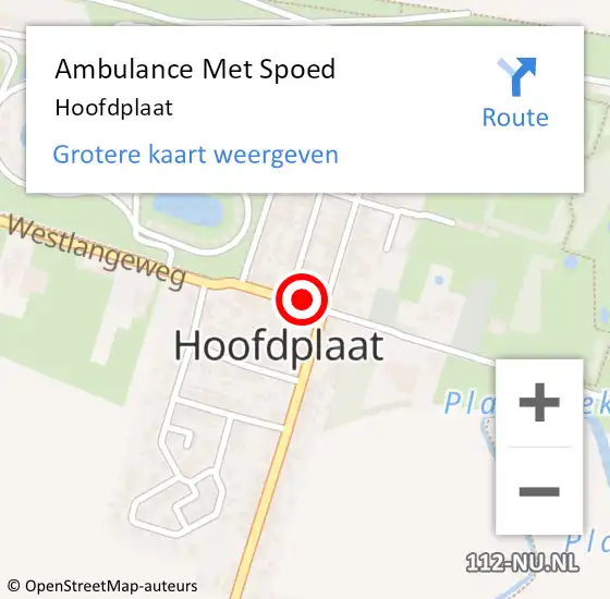 Locatie op kaart van de 112 melding: Ambulance Met Spoed Naar Hoofdplaat op 5 oktober 2021 15:21