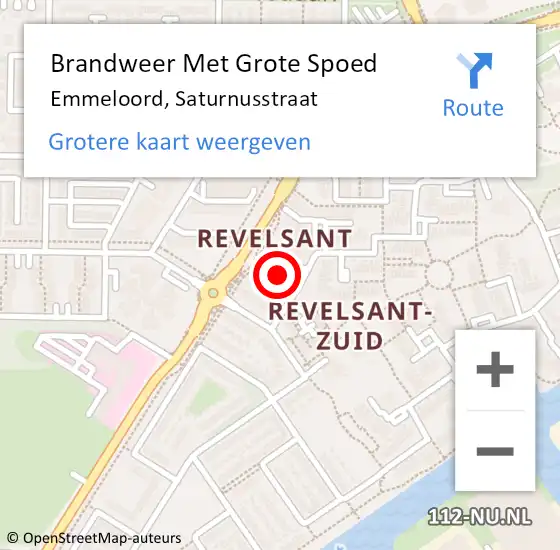 Locatie op kaart van de 112 melding: Brandweer Met Grote Spoed Naar Emmeloord, Saturnusstraat op 5 oktober 2021 15:28