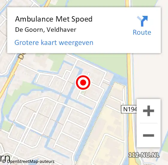 Locatie op kaart van de 112 melding: Ambulance Met Spoed Naar De Goorn, Veldhaver op 5 oktober 2021 15:43