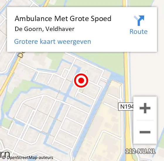 Locatie op kaart van de 112 melding: Ambulance Met Grote Spoed Naar De Goorn, Veldhaver op 5 oktober 2021 15:46