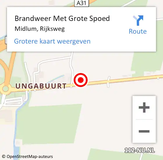 Locatie op kaart van de 112 melding: Brandweer Met Grote Spoed Naar Midlum, Rijksweg op 5 oktober 2021 15:50