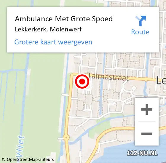 Locatie op kaart van de 112 melding: Ambulance Met Grote Spoed Naar Lekkerkerk, Molenwerf op 5 oktober 2021 16:19
