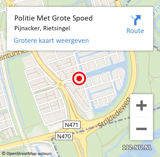 Locatie op kaart van de 112 melding: Politie Met Grote Spoed Naar Pijnacker, Rietsingel op 5 oktober 2021 16:46