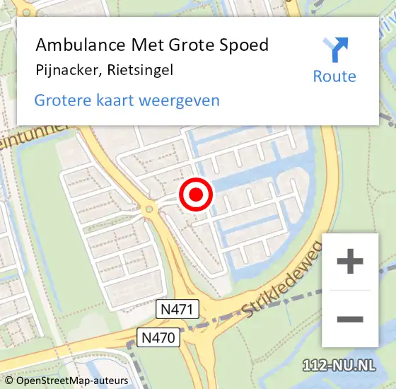 Locatie op kaart van de 112 melding: Ambulance Met Grote Spoed Naar Pijnacker, Rietsingel op 5 oktober 2021 16:50