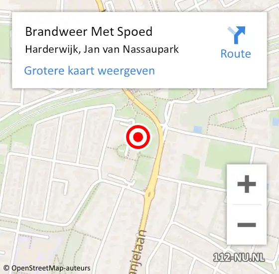 Locatie op kaart van de 112 melding: Brandweer Met Spoed Naar Harderwijk, Jan van Nassaupark op 5 oktober 2021 16:52