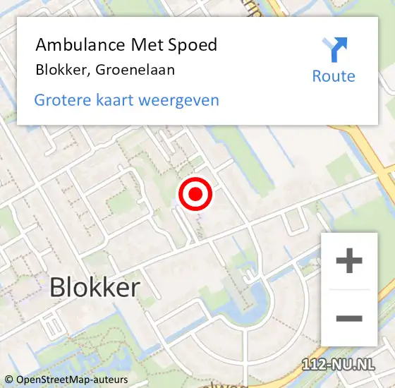 Locatie op kaart van de 112 melding: Ambulance Met Spoed Naar Blokker, Groenelaan op 25 juni 2014 08:07