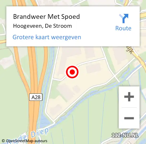Locatie op kaart van de 112 melding: Brandweer Met Spoed Naar Hoogeveen, De Stroom op 5 oktober 2021 17:03