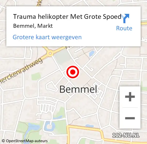 Locatie op kaart van de 112 melding: Trauma helikopter Met Grote Spoed Naar Bemmel, Markt op 5 oktober 2021 17:05