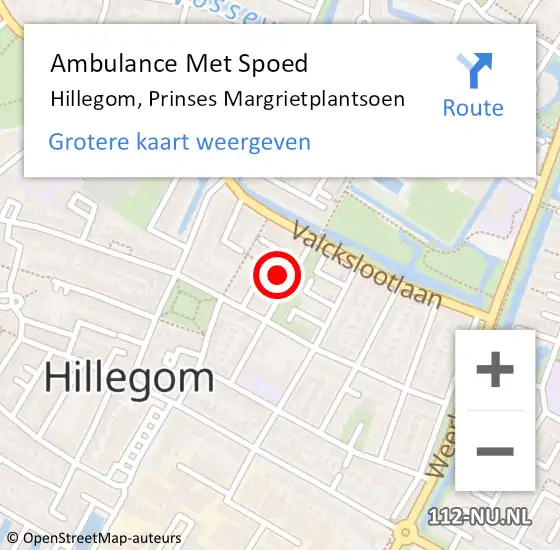 Locatie op kaart van de 112 melding: Ambulance Met Spoed Naar Hillegom, Prinses Margrietplantsoen op 5 oktober 2021 17:09