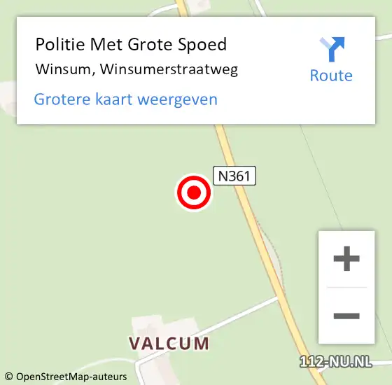 Locatie op kaart van de 112 melding: Politie Met Grote Spoed Naar Winsum, Winsumerstraatweg op 5 oktober 2021 17:09