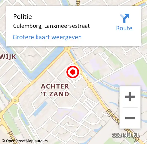 Locatie op kaart van de 112 melding: Politie Culemborg, Lanxmeersestraat op 5 oktober 2021 17:11